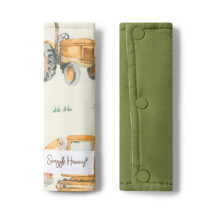 Snuggle Hunny Universal Reversible Pram Strap Covers - Diggers & Tractors