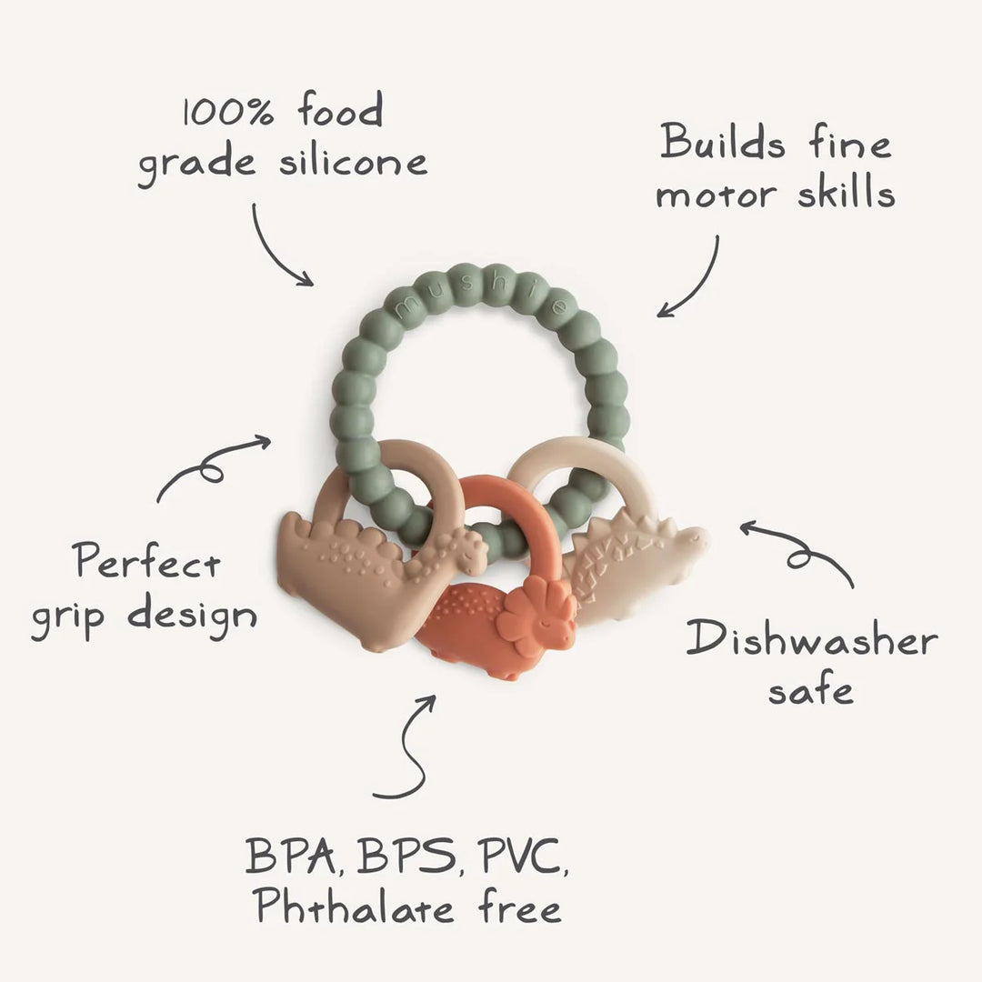 Mushie Mushie Teether Rings - Dino