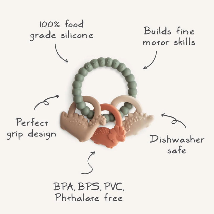Mushie Mushie Teether Rings - Dino