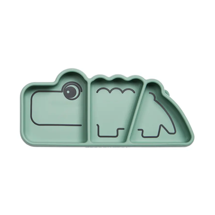 Done by Deer Silicone Stick & Stay snack plate, Croco, green