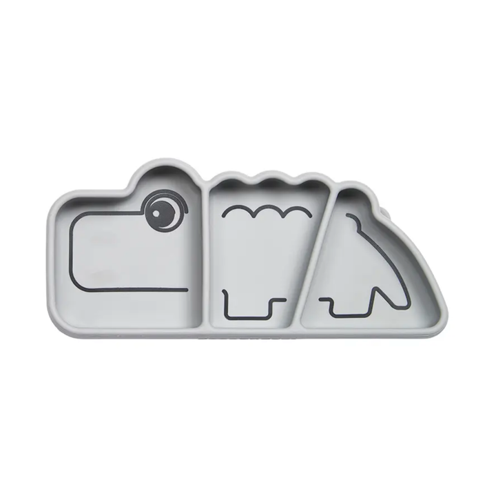 Done by Deer Silicone Stick & Stay snack plate, Croco, grey