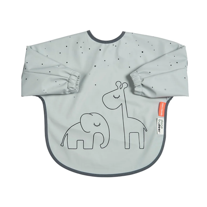 Done by Deer Sleeved Bib 6-18m Dreamy Dots grey
