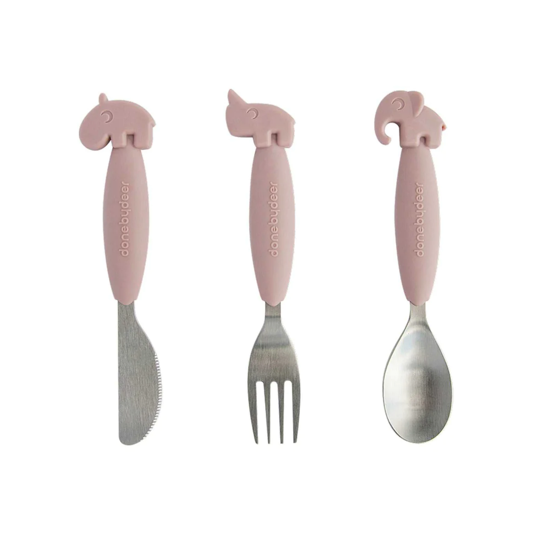 Done by Deer Easy-grip cutlery set Deer friends Powder