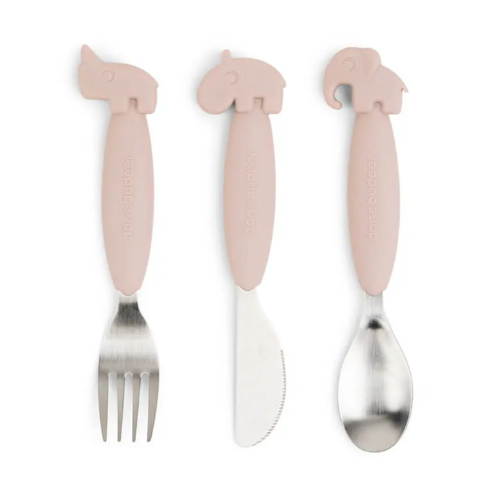 Done by Deer Easy-grip cutlery set Deer friends Powder