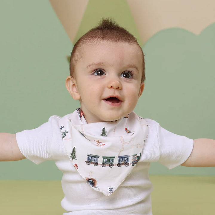 Organic Dribble Bib - Trains