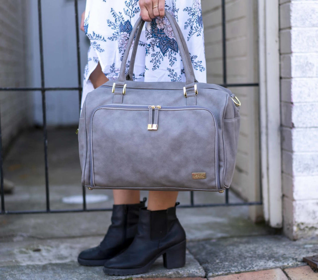 ISOKI DOUBLE ZIP SATCHEL - STONE GREY