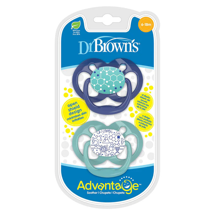 Dr Browns Advantage Pacifier, Stage 2, Blue Chemistry, 2 Pack