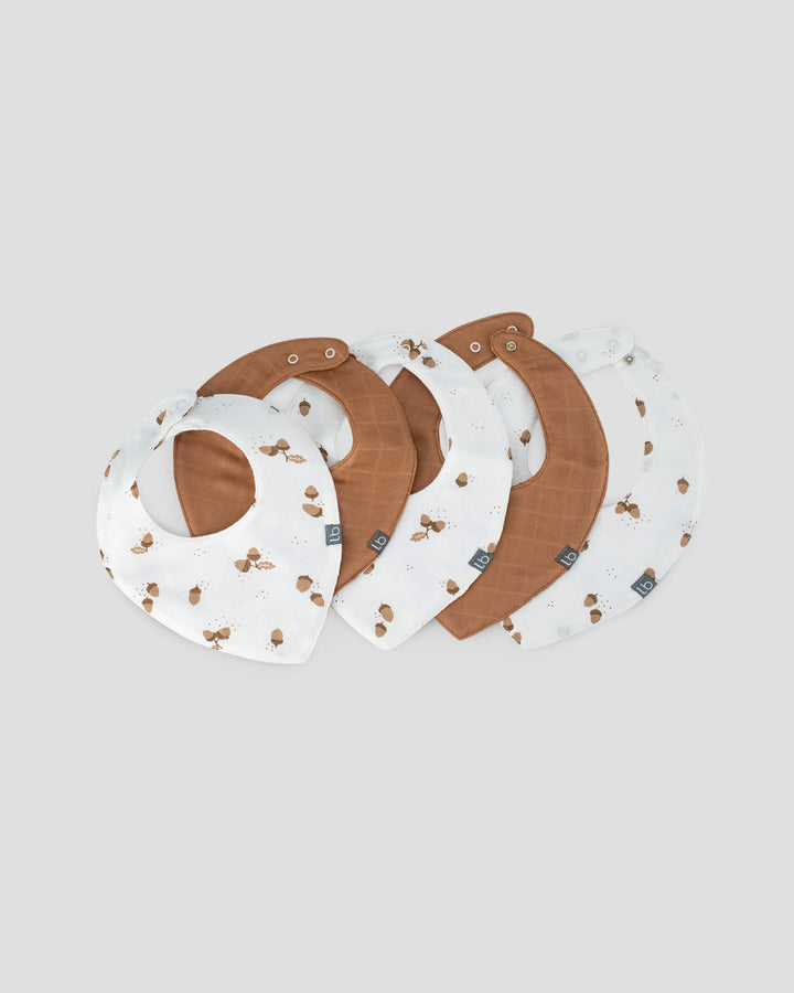 Little Bamboo Baby Muslin Bib 5PK - Iced Coffee