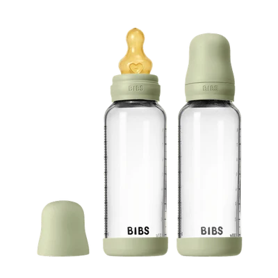 Bibs Glass Bottle Complete Set (2 Pack) 240ml Latex - Sage