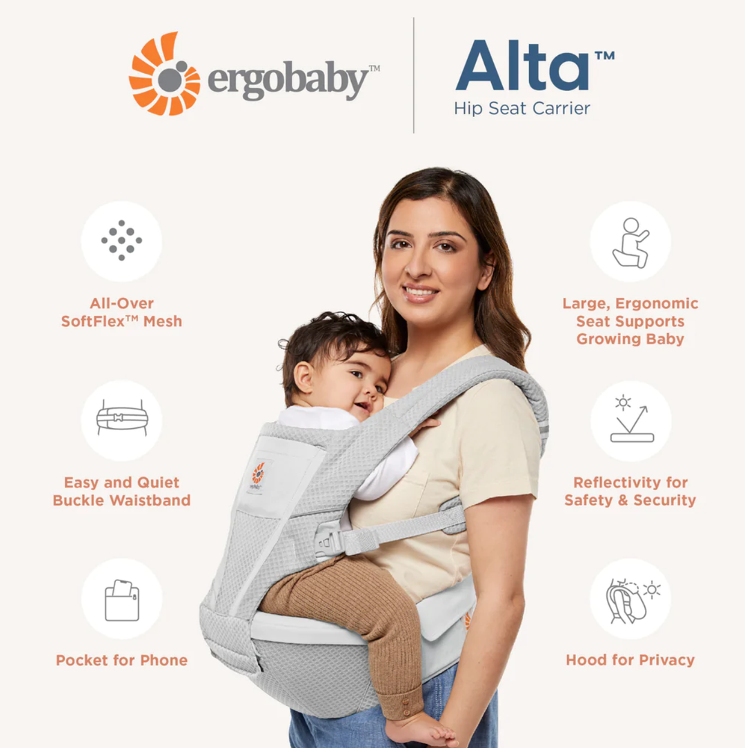 ERGOBABY ALTA HIP SEAT BABY CARRIER - PEARL GREY