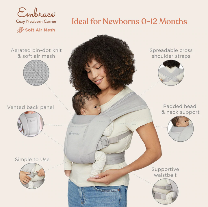 Ergobaby Embrace Soft Air Mesh Carrier - Washed Black