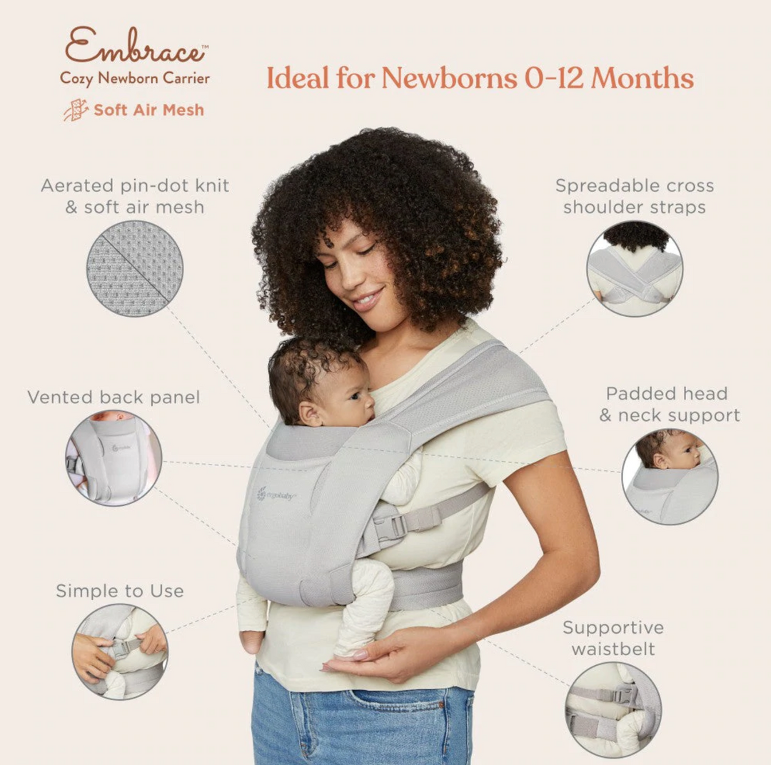 Ergobaby Embrace Soft Air Mesh Carrier - Soft Grey