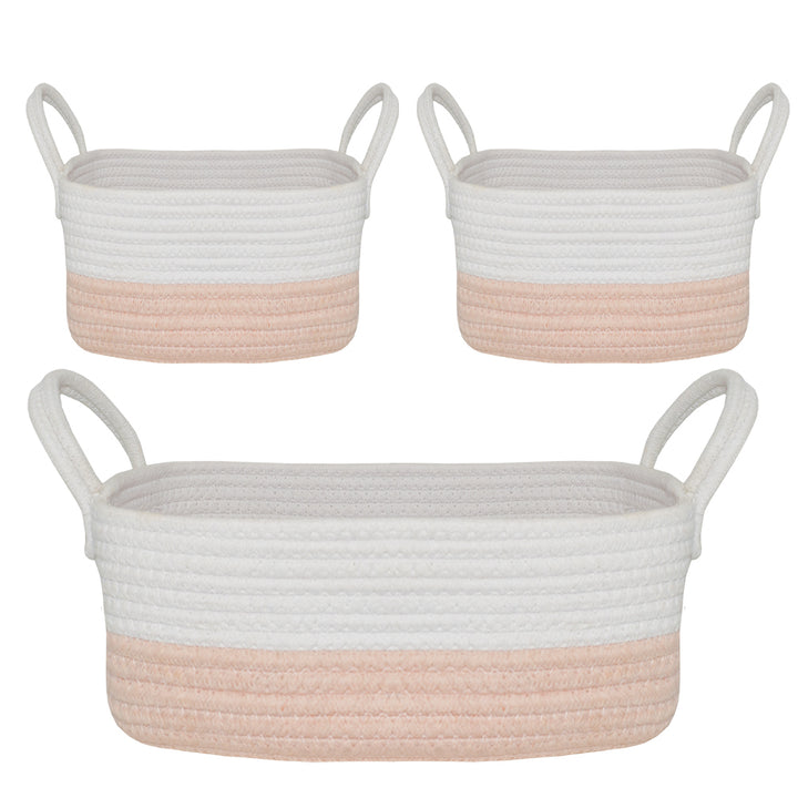 Living Textiles 3PC STORAGE SET BLUSH/WHITE