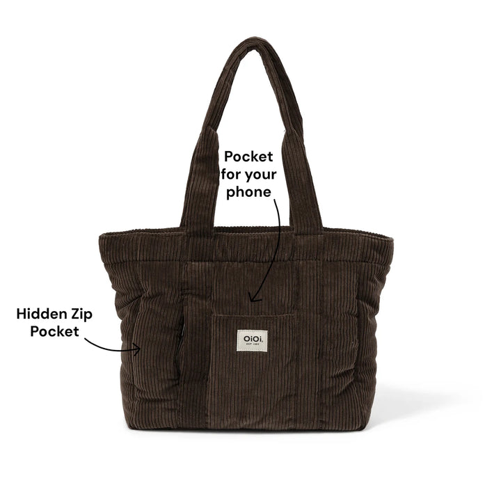 OiOi Everyday Tote - Chocolate Brown Corduroy