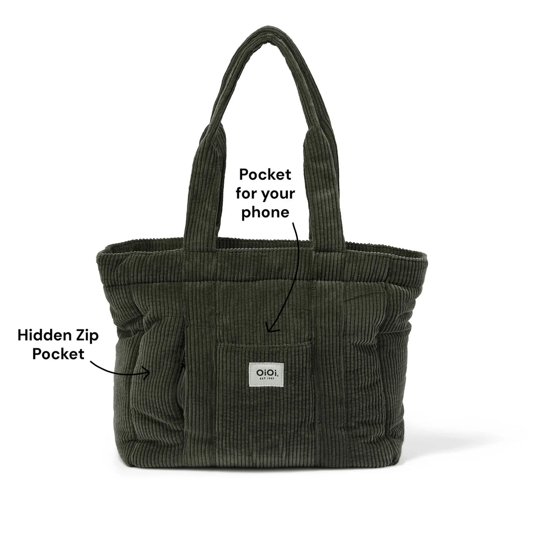 OiOi Everyday Tote - Moss Green Corduroy
