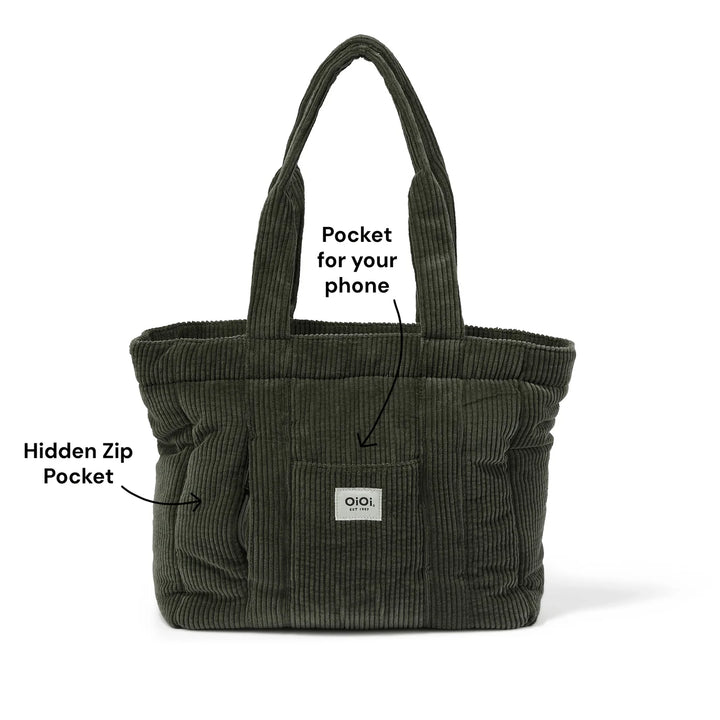 OiOi Everyday Tote - Moss Green Corduroy
