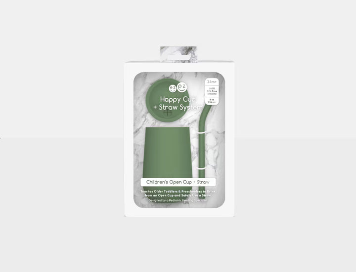 EZPZ HAPPY CUP+STRAW SYSTEM OLIVE
