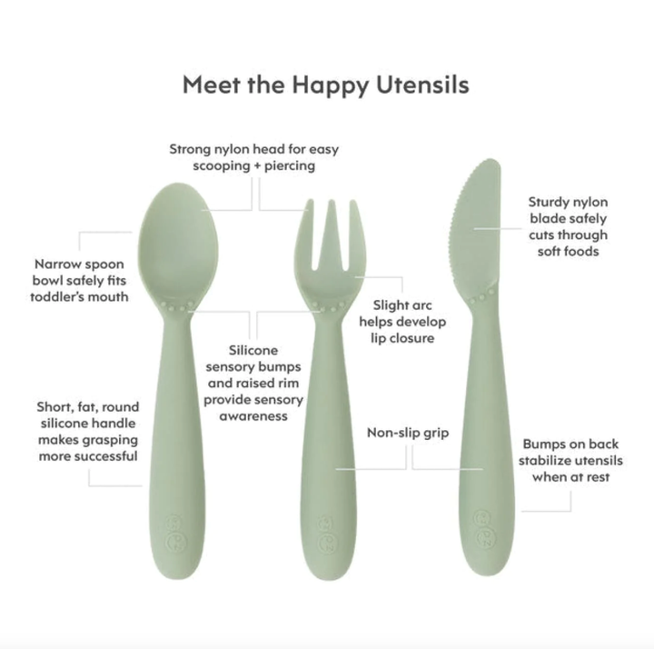 EZPZ HAPPY UTENSILS SAGE