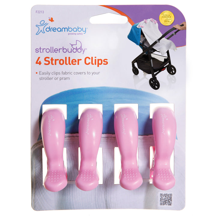 Dreambaby STROLLER CLIPS 4PK - PINK(F2213)