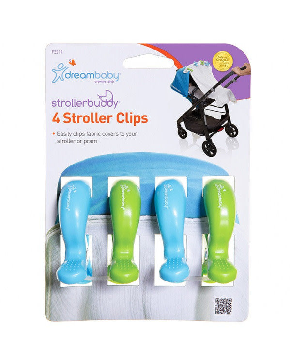 Dreambaby STROLLER CLIPS 4PK - BLUE/GREEN(F2219)