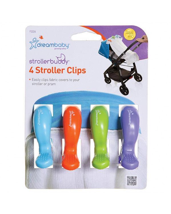 Dreambaby STROLLER CLIPS 4PK - BLUE/ORANGE/PURPLE/GREEN(F2224)