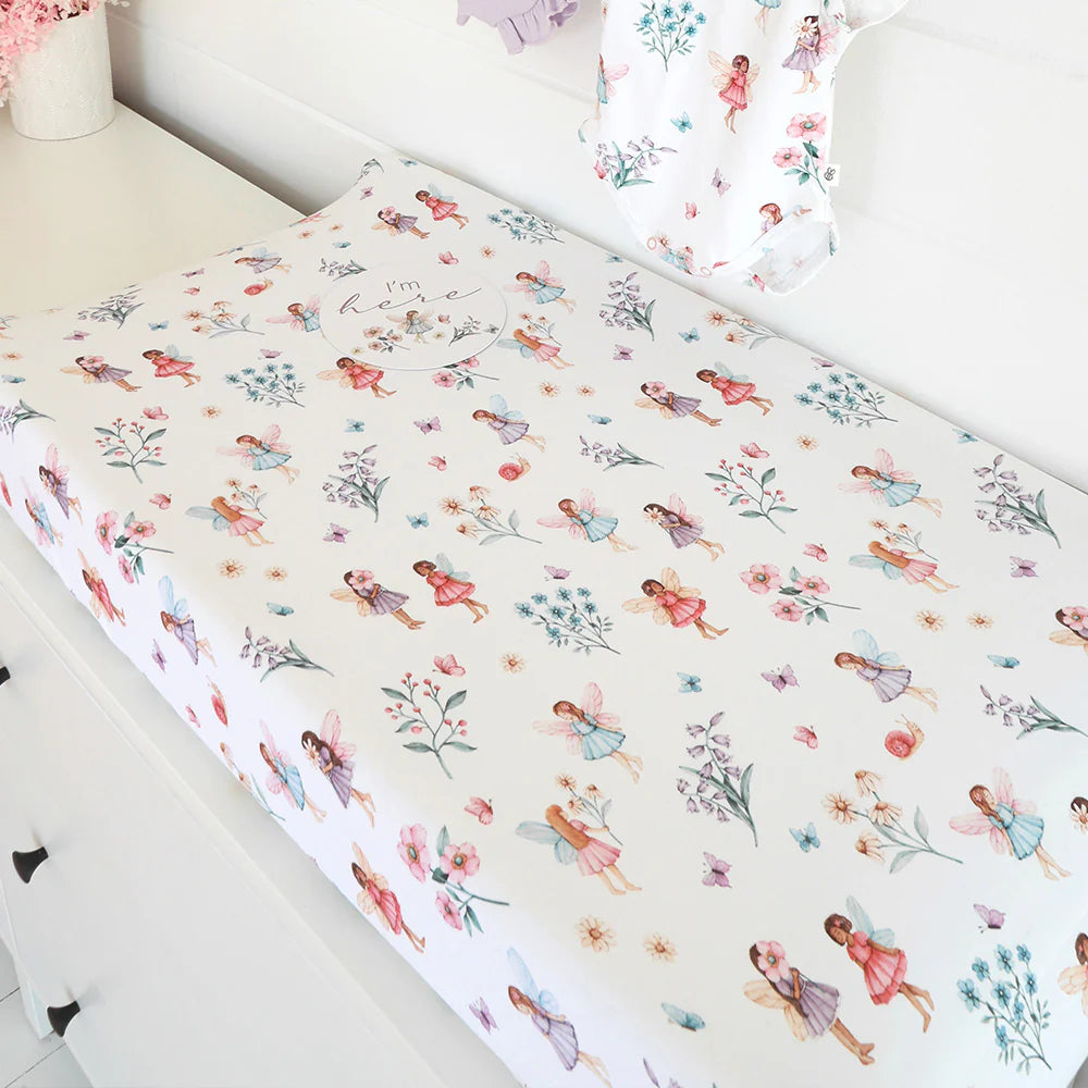 Organic Bassinet Sheet / Change Pad Cover - Fairy Garden