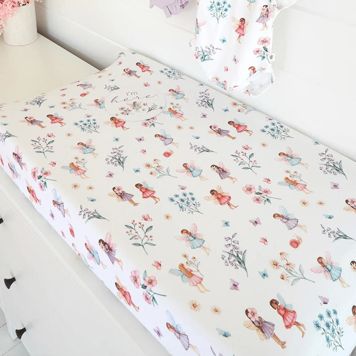 Organic Bassinet Sheet / Change Pad Cover - Fairy Garden