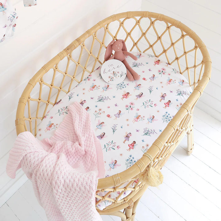 Organic Bassinet Sheet / Change Pad Cover - Fairy Garden