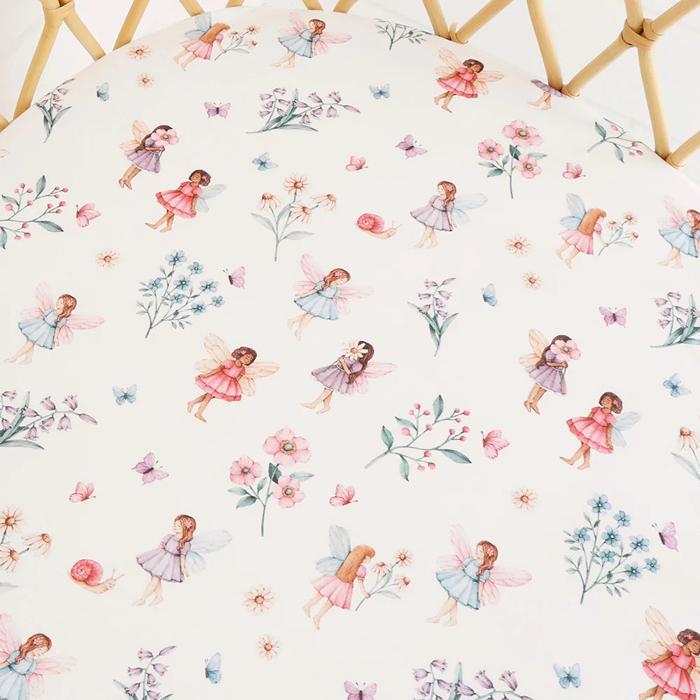 Organic Bassinet Sheet / Change Pad Cover - Fairy Garden