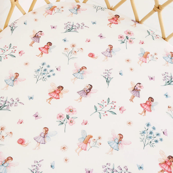 Organic Bassinet Sheet / Change Pad Cover - Fairy Garden
