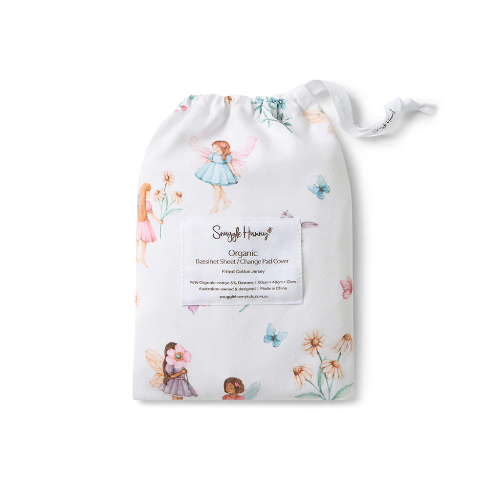 Organic Bassinet Sheet / Change Pad Cover - Fairy Garden