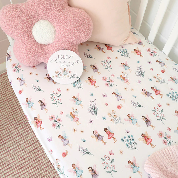 Organic Fitted Cot Sheet - Fairy Garden
