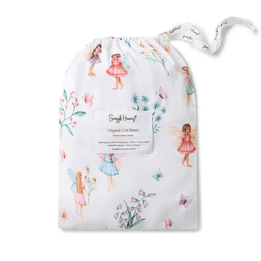 Organic Fitted Cot Sheet - Fairy Garden