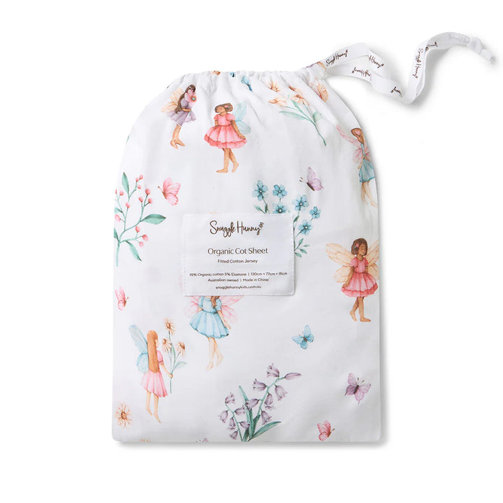 Organic Fitted Cot Sheet - Fairy Garden