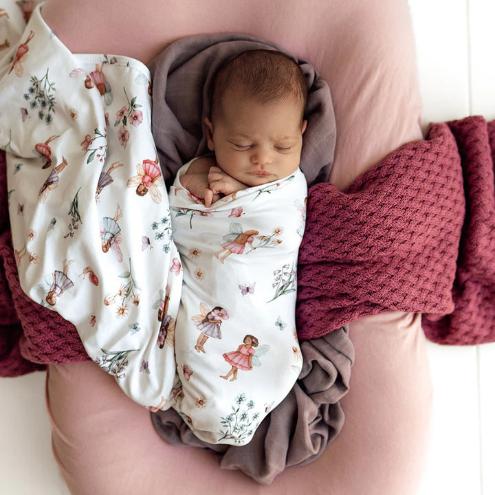 Baby Jersey Wrap & Topknot Set - Fairy Garden