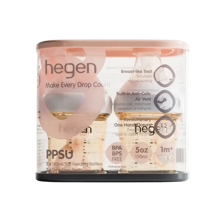 Hegen PCTO™ 150ml/5oz Feeding Bottle PPSU (2-pack) with 2 x Slow Flow Teat (0 to 3 Months)