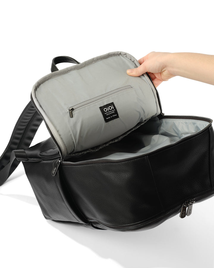 OiOi Multitasker Nappy Backpack - Black Vegan Leather