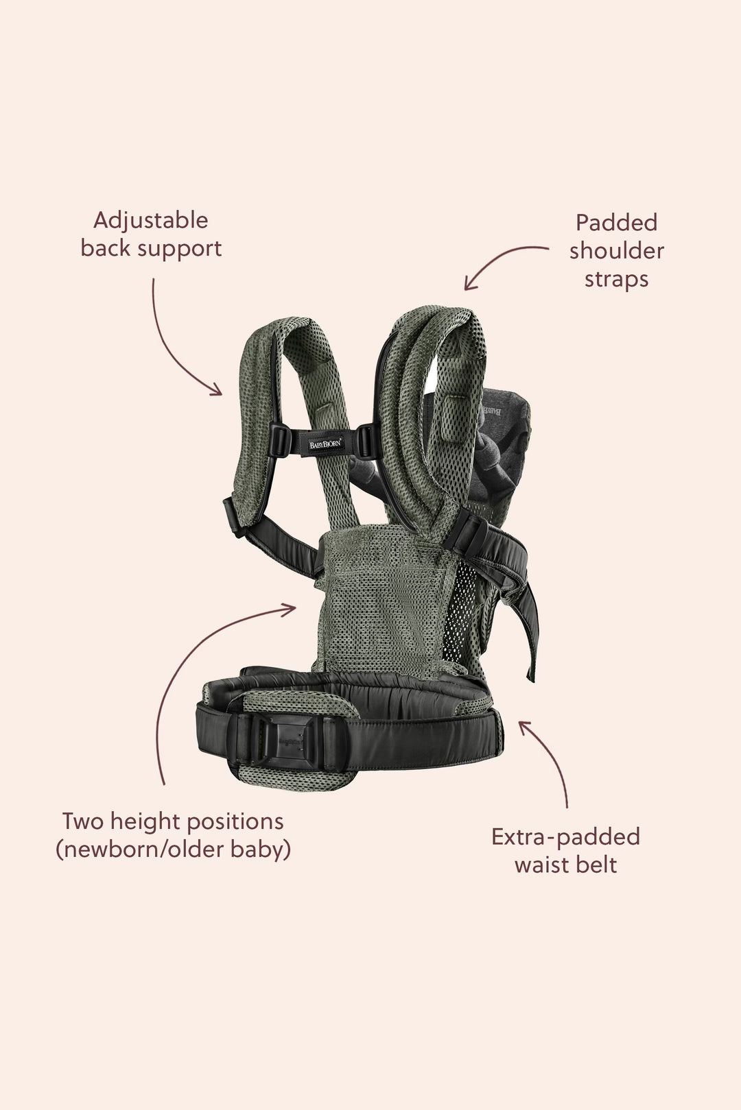 BabyBjorn Baby Carrier Harmony - 3D Mesh, Grey Beige