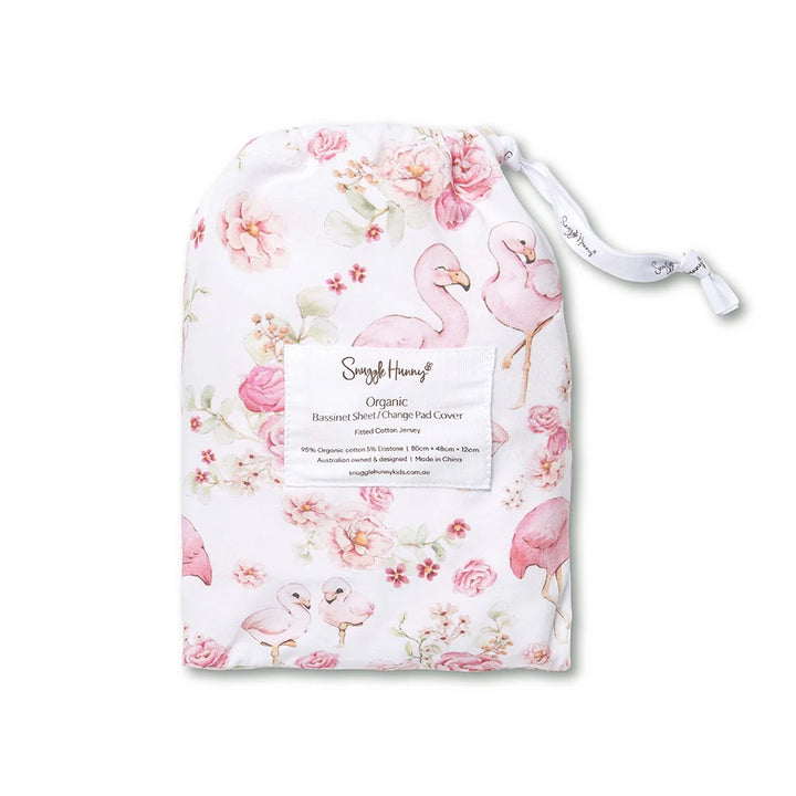 Organic Bassinet Sheet / Change Pad Cover - Flamingos