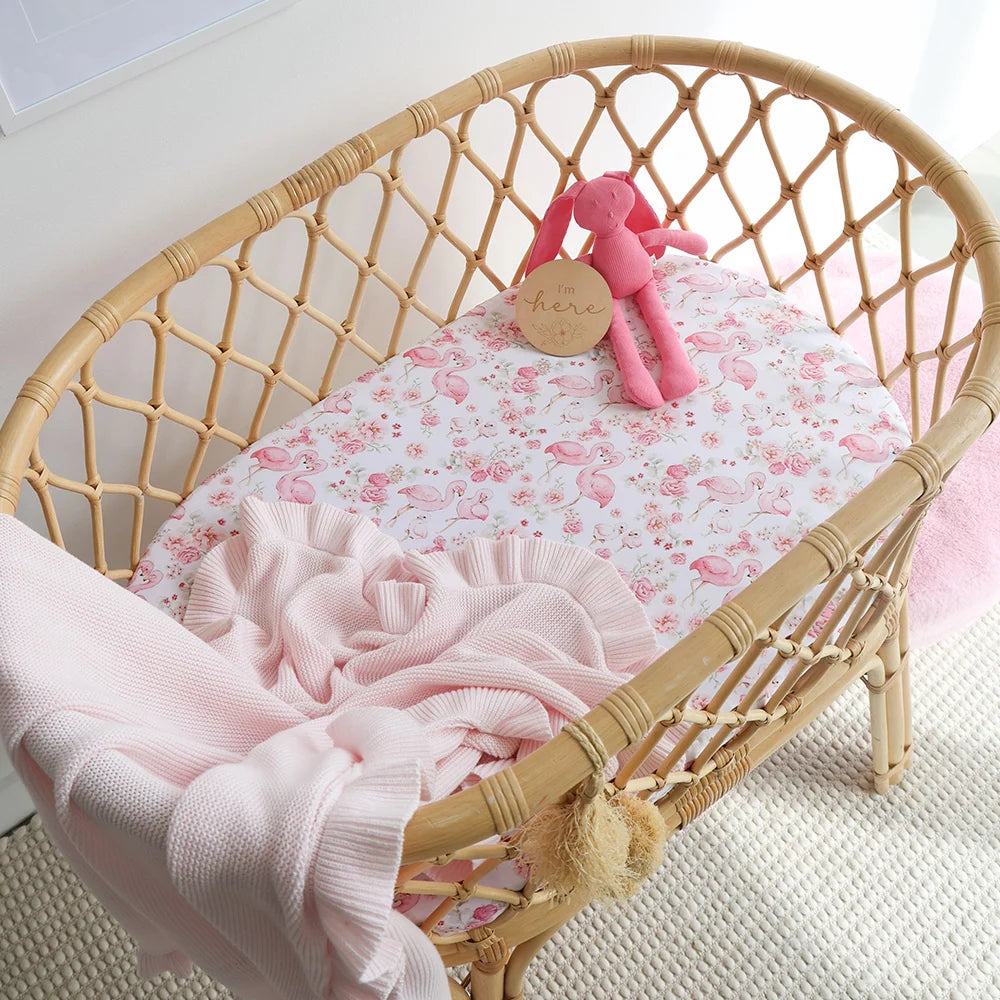 Organic Bassinet Sheet / Change Pad Cover - Flamingos