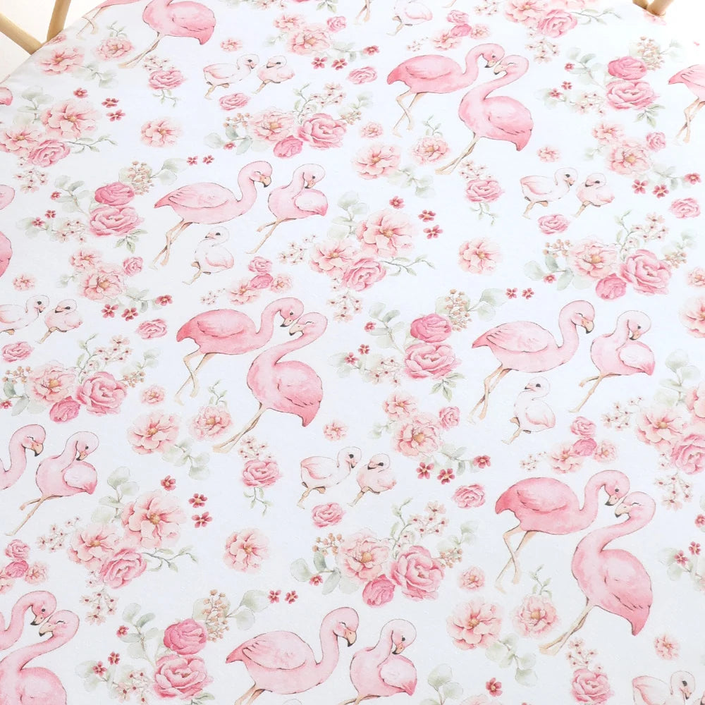 Organic Bassinet Sheet / Change Pad Cover - Flamingos