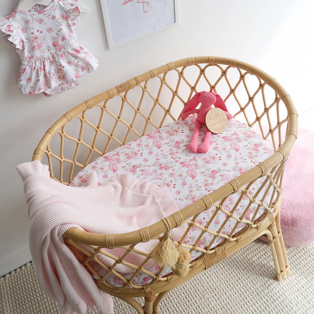 Organic Bassinet Sheet / Change Pad Cover - Flamingos