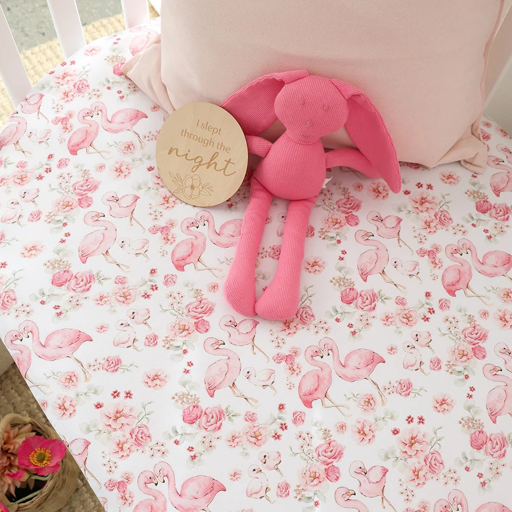 Snuggle Hunny Organic Fitted Cot Sheet - Flamingos