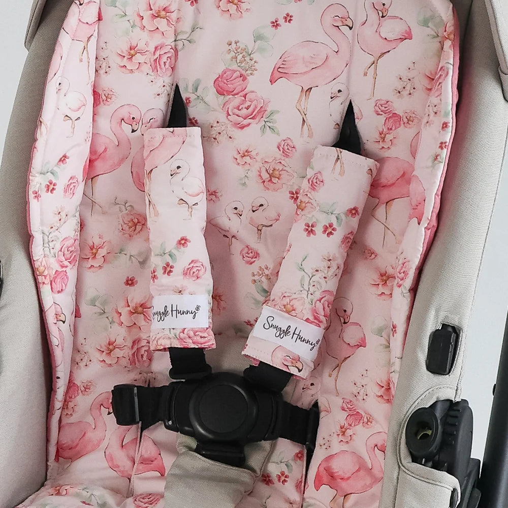 Snuggle Hunny Universal Reversible Pram Strap Covers - Flamingos