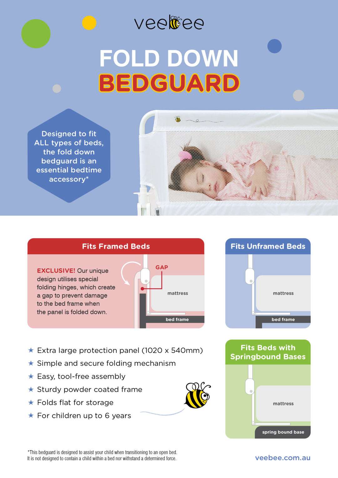 VeeBee Fold Down Bed guard(N8949)