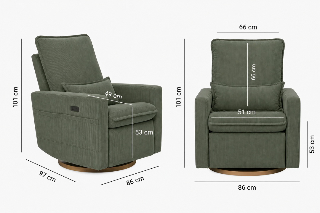 Il Tutto Frankie Electric Recliner/Glider Chair - Olive Corduroy (QLD Exclusive)