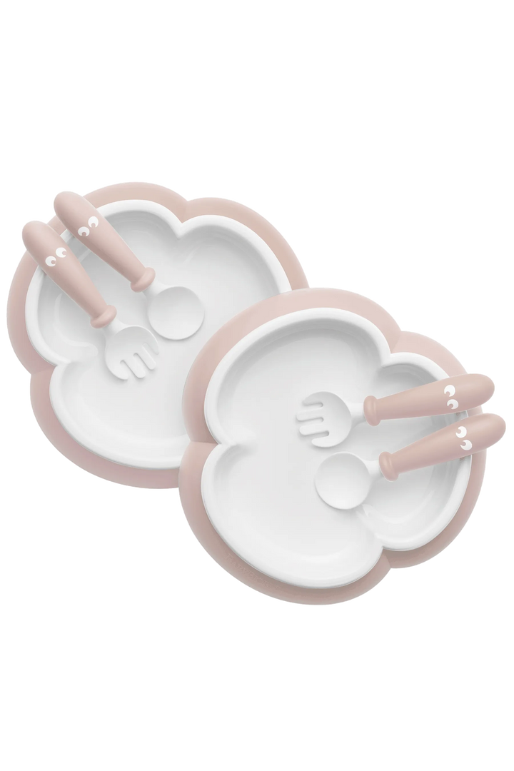 BabyBjorn Baby Plate, Spoon and Fork, 2 sets - Powder pink