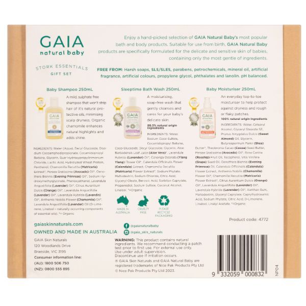 GAIA Natural Baby Stork Essentials Set 3pk