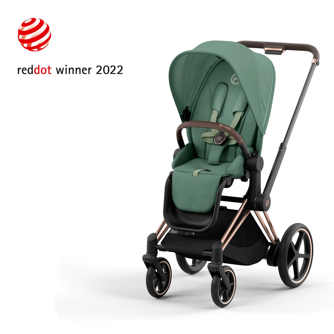 Cybex ePriam Pram Rose Gold Chassis/ Leaf Green2024