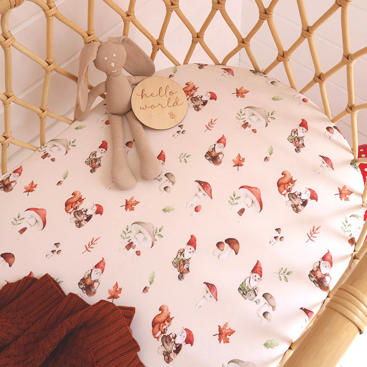 Organic Bassinet Sheet / Change Pad Cover - Gnomes